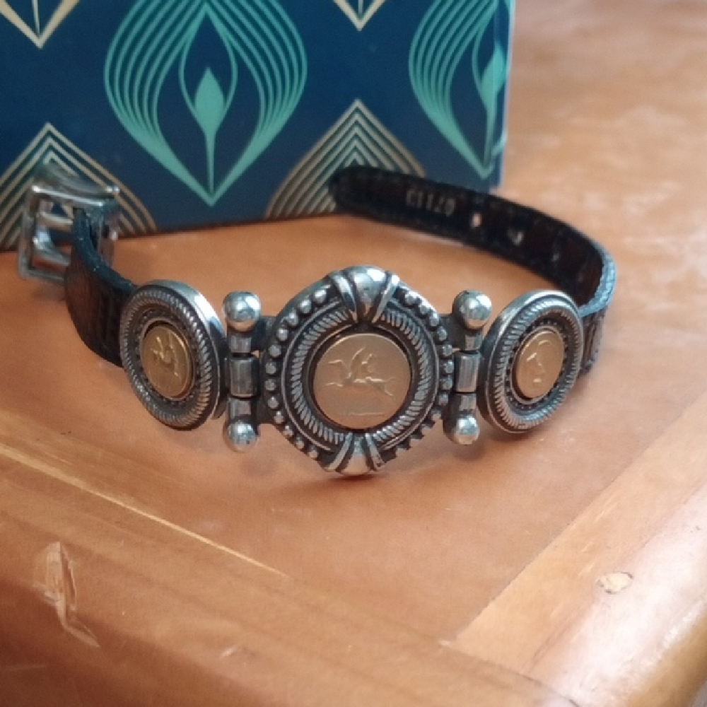 Silver and Black Pegasus Coin 1995 Bracelet